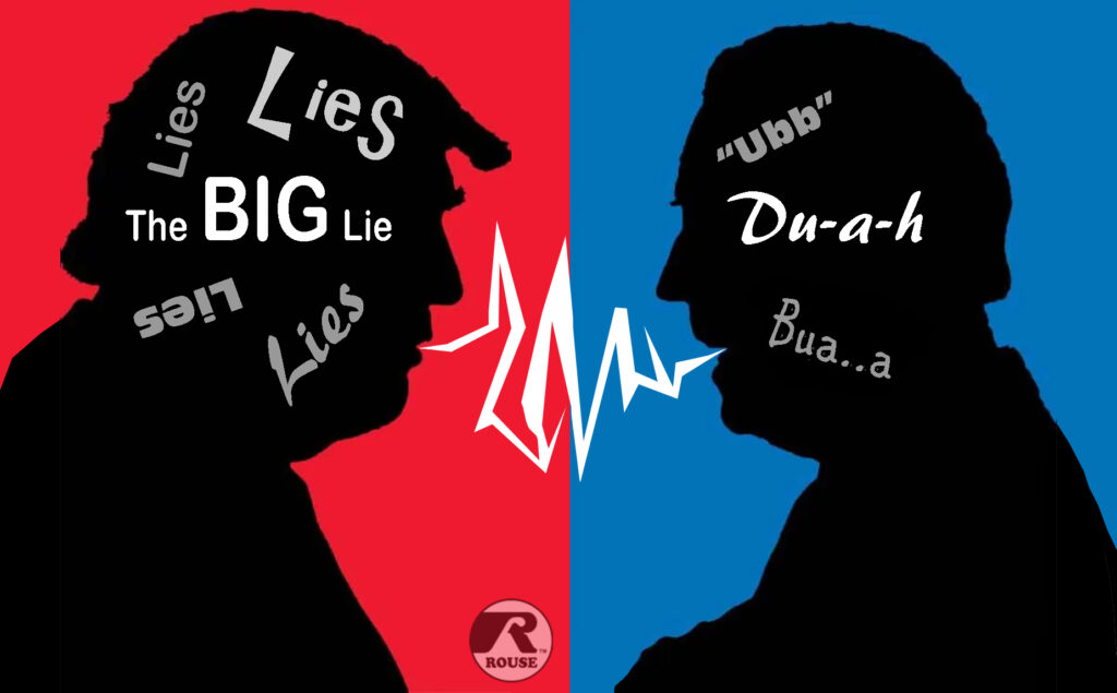 Illustration - Trump Entrenched Lies Versus Biden Passing Brain-Fog